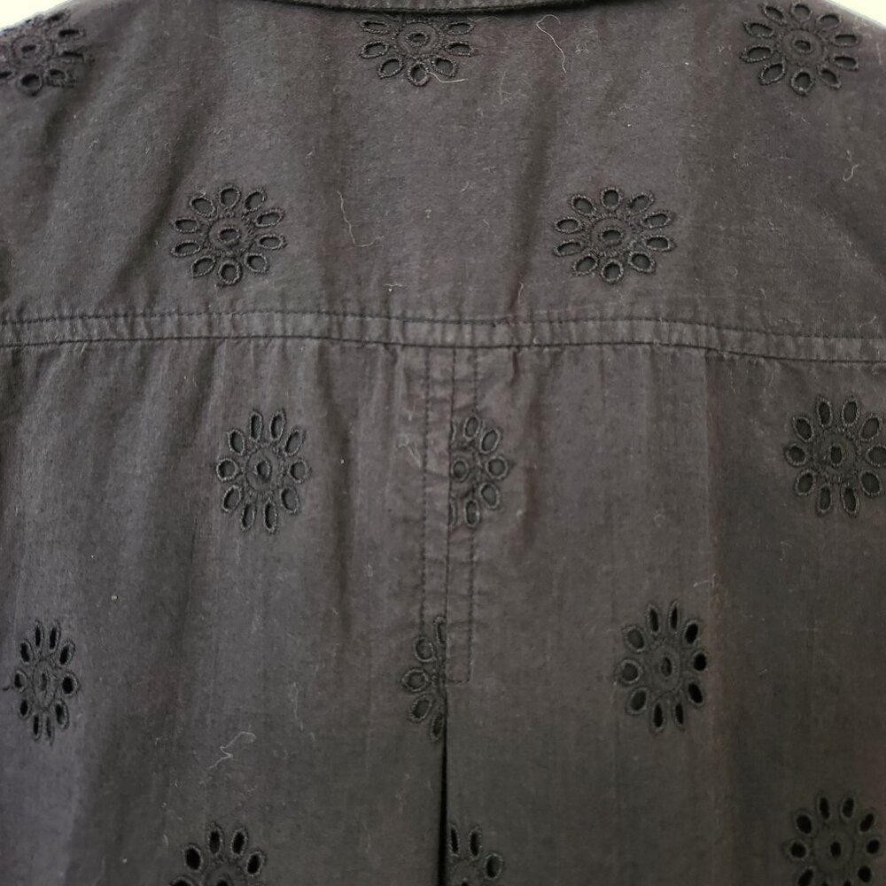 Vineyard Vines Black Sleeveless Eyelet Cotton Shirt Dress Feminine Preppy Cute - Picture 4 of 11